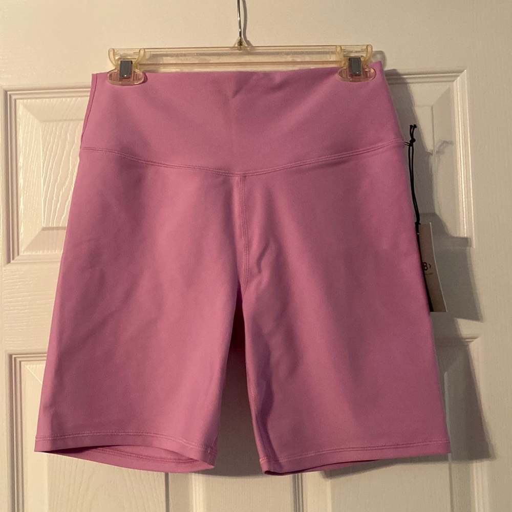 Abercrombie womens YPB sculptLUX 7” bike short size L, orchid pink NWT